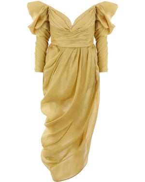 Zimmermann Vestido Midi Drapeado - Amarillo