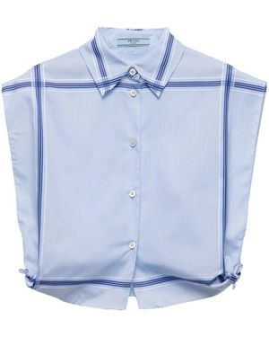 Prada Check-Print Cropped Shirt - Blue
