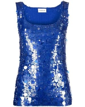 P.A.R.O.S.H. Sequin-Embellished Tank Top - Blue
