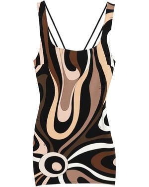 PUCCI Square-Neck Print Mini Dress - Black