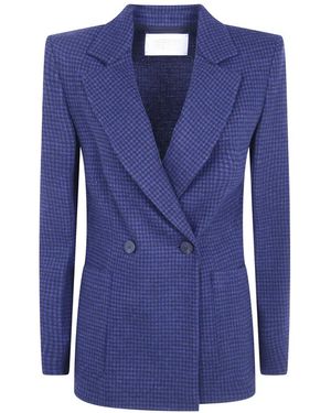 Harris Wharf London Houndstooth-Pattern Wool Blazer - Blue