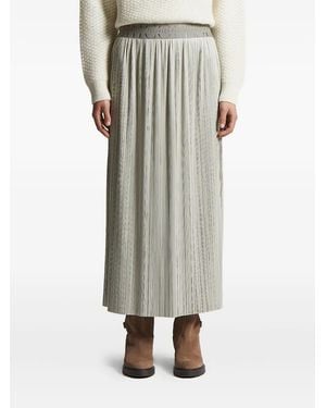 Peserico Pleated Logo-Waistband Skirt - Natural
