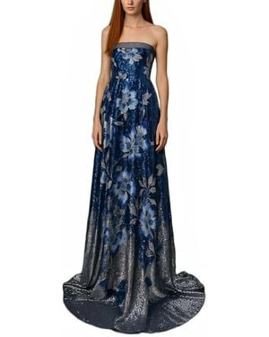 Lethicia Bronstein Diana Sequinned Floral Dress - Blue