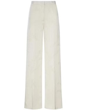 forte_forte Floral-Jacquard Wide-Leg Trousers - White