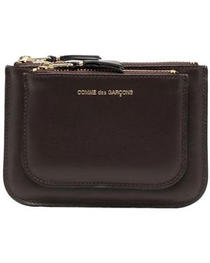 Comme des Garçons Double-Compartment Leather Wallet - Brown