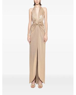 Nissa Backless Lamé Maxi Dress - Natural