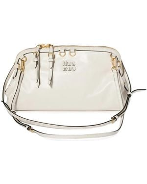 Miu Miu Caprice Shiny Leather Clutch - White