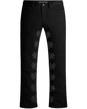 LOSTSHDWS Pantalones Vaqueros Con Motivo Floral - Negro
