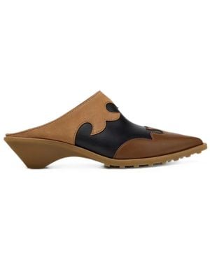 Camper Anita Paneled Leather Mules - Brown