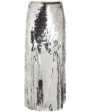 Self-Portrait Sequin Embellished Midi Skirt - White