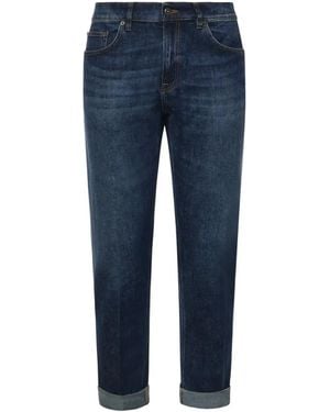 Dondup Logo-Plaque Turn-Up Jeans - Blue