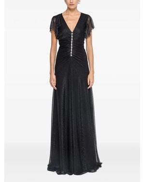 Nissa Crystal-Detail Maxi Dress - Black