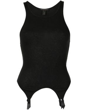 Kiki de Montparnasse Ribbed Garter Tank Top - Black