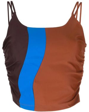 Ahluwalia Elshadai Gathered-Detail Cropped Top - Blue
