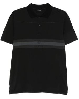 Gucci Logo-Print Striped Polo Shirt - Black