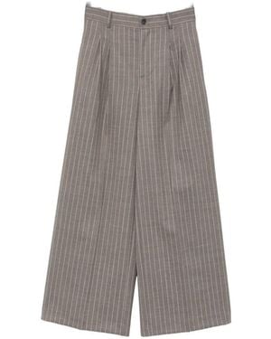 P.A.R.O.S.H. Pinstripe-Pattern Pleated Trousers - Grey