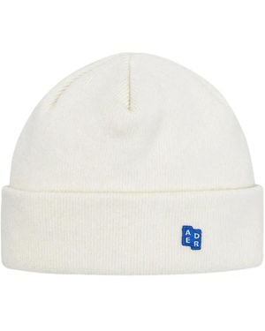 Adererror Wool-Cotton Logo-Patch Beanie - White