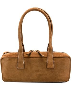 STAUD Sac Cabas The Dude En Daim À Fermeture Zippée - Marron