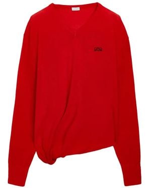 Loewe Trui Met V-Hals En Gedraaid Effect - Rood