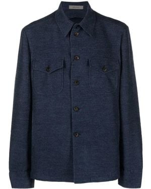 Corneliani Jersey-Knit Long-Sleeve Shirt - Blue
