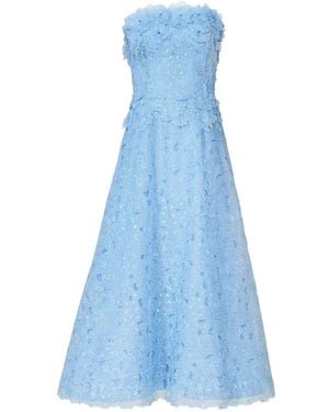 Costarellos Vestido Midi Anessa Palabra De Honor Bordado - Azul