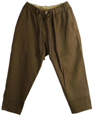 Uma Wang Drawstring-Waistband Textured-Finish Trousers - Green
