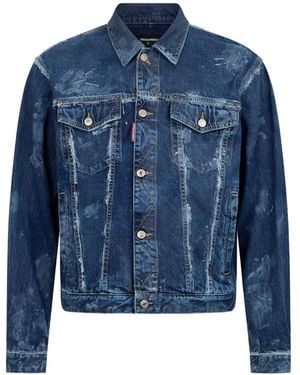 DSquared² Giacca Denim Oversize Con Effetto Vissuto - Blu