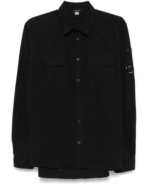 C.P. Company Cotton Gabardine Lens-Detail Shirt - Black