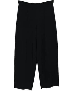 N.Peal Cashmere Barrel Leg Knitted Trousers - Black