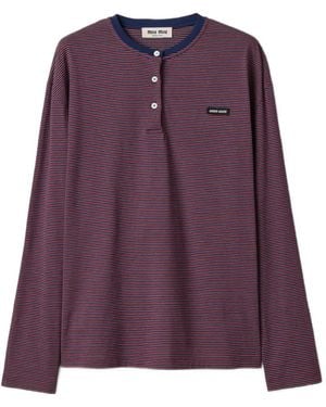 Miu Miu Camiseta Tipo Jersey A Rayas - Morado