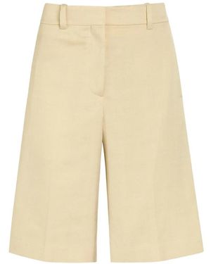 Another Tomorrow Belt-Loop Tailored Shorts - Natural