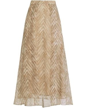 Brunello Cucinelli Silk Organze Long Skirt - Natural