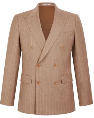 Fursac Blazer Croisé À Rayures - Brown