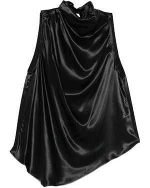 Erika Cavallini Semi Couture Brian Draped High-Neck Top - Black
