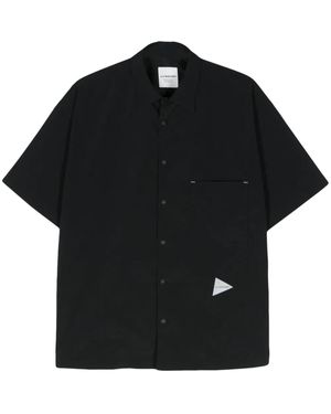 and wander Logo-Patch Classic-Collar Shirt - Black