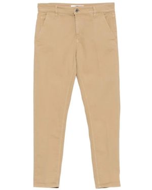 PT Torino Logo-Patch Slim-Fit Trousers - Natural