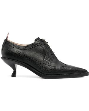 Thom Browne Leather Sole Heeled Longwing Brogues - Black