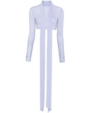 Alex Perry Long-Sleeve Scarf Crop Top - Blue