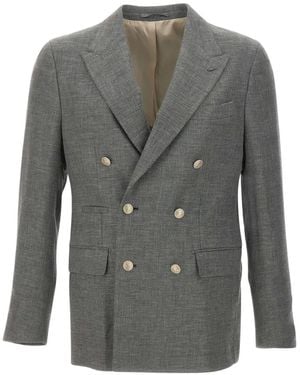 Eleventy Double-Breasted Blazer - Gray