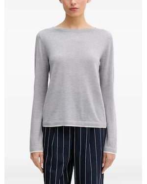 Benetton Feinstrick-Pullover Mit U-Boot-Ausschnitt - Grau