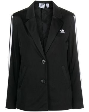 adidas Logo-Embroidered Striped Blazer - Black