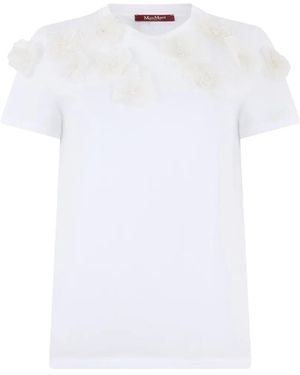 Max Mara Flower-Appliqué T-Shirt - White