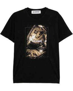 Les Hommes T-Shirt Con Stampa - Nero