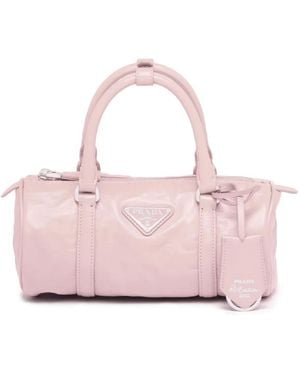 Prada Logo-Plaque Tote Bag - Pink