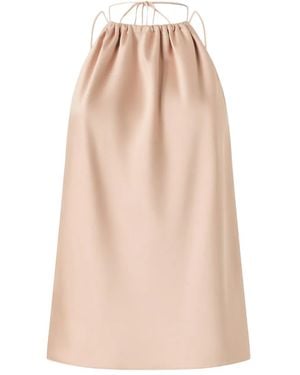 Pinko Carota Gathered-Neckline Sleeveless Blouse - Natural