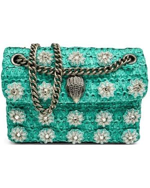 Kurt Geiger Kensington Flower-Embellishment Raffia Handbag - Green