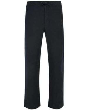 120% Lino Pantalon À Lien De Resserrage - Blue
