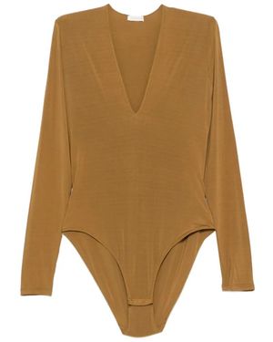 Zimmermann V-Neck Long-Sleeve Bodysuit - Natural