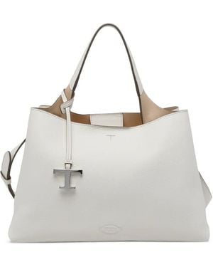 Tod's Carabiner Leather Tote Bag - Grey