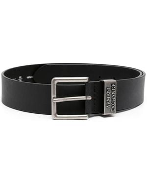ARMANI EXCHANGE Logo Embossed Buckle Belt - Black